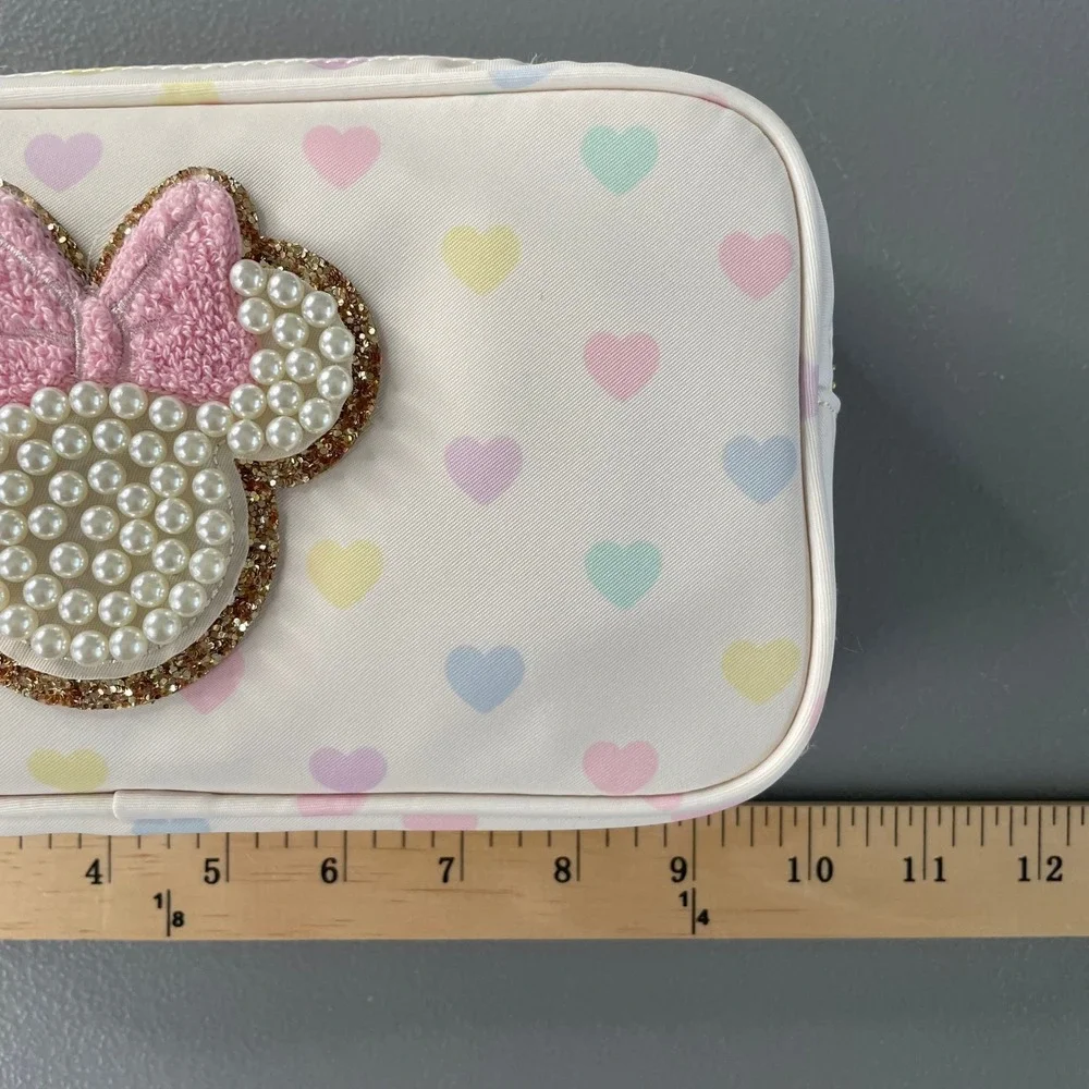 Stoney Clover Lane Disney Minnie Mouse Pastel Hearts Small Pouch Cosmetic Bag
